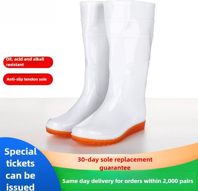 QHSPE Herren High-Top Sicherheitsschuhe als wasserdichte Regenstiefel in Weiß mit langlebiger Gummisohle - Bild 1