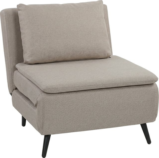 HOMCOM 1-Sitzer Schlafsessel Clic-Clac 3 in 1 mit verstellbarer Rückenlehne und Kissen, gepolstertes Leinen-Sofa in Hellbraun - Bild 1