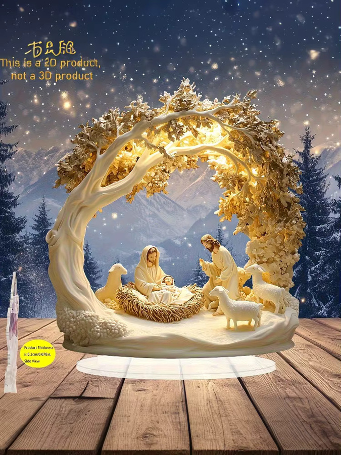 Religiöse Desktop-Dekoration von SHNGki mit Jesus und Baum des Lebens aus Acryl als Familienstatue für deine Heimdekoration - Bild 4