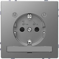 Merten Steckdose System Design Edelstahl Silber MEG2304-6036 mit erhöhtem Berührungsschutz und Lichtauslass IP20 - Bild 1