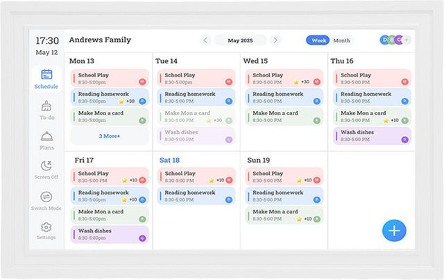 OutsideWorld Digitaler Kalender Aufgabenplaner mit 15,6 Zoll Touchscreen und WiFi, interaktives Wanddisplay für Familienpläne, Weiß - Bild 1