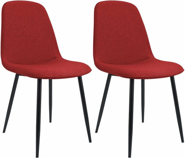DELUKE 2er Set Esszimmerstühle RAZON aus Stoff in Rot, B/T/H: 45 x 54 x 88 cm - Bild 1