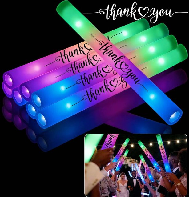 RGB LED Leuchtstäbe aus Schaumstoff in Bunt für Hochzeit und Musikfestivals, Länge: 35 cm - Bild 1