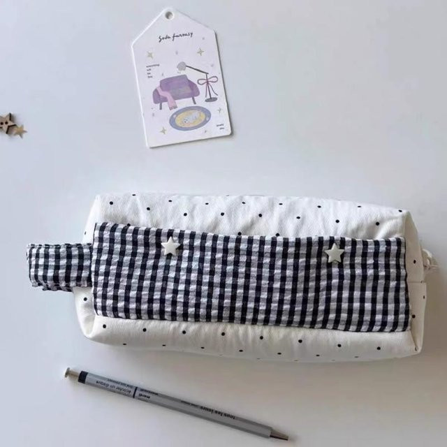 Binchi Outdoor Product Ästhetische Federtasche im Koreanischen Ins-Stil, Weiß, Stoff, Breite: 20 cm, Höhe: 20 cm - Bild 1