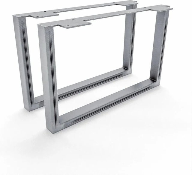 HEVVA Möbelfüße GRAZ 2er Set aus Stahl in Silber Matt, Höhe: 25 cm, Tiefe: 40 cm - Bild 1