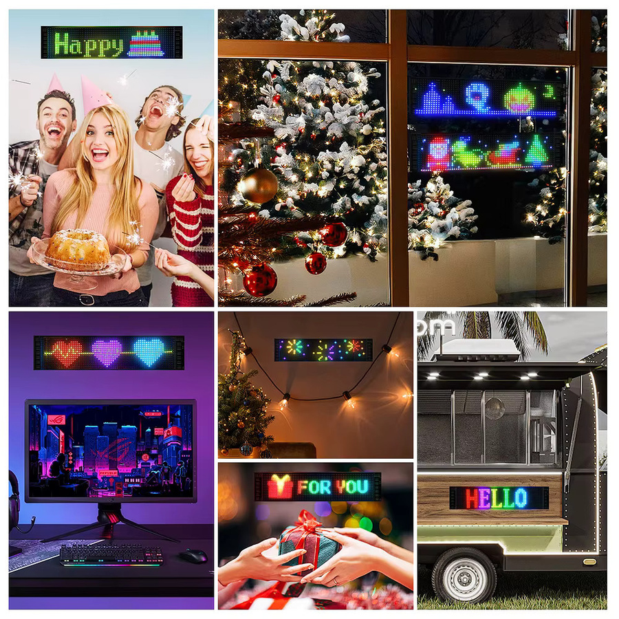 Programmierbares LED-Lichtschild mit App-Steuerung und WiFi, IP65 wasserdichte LED-Anzeigetafel in Schwarz, Multicolour DIY LED-Panel mit USB-Anschluss - Bild 6