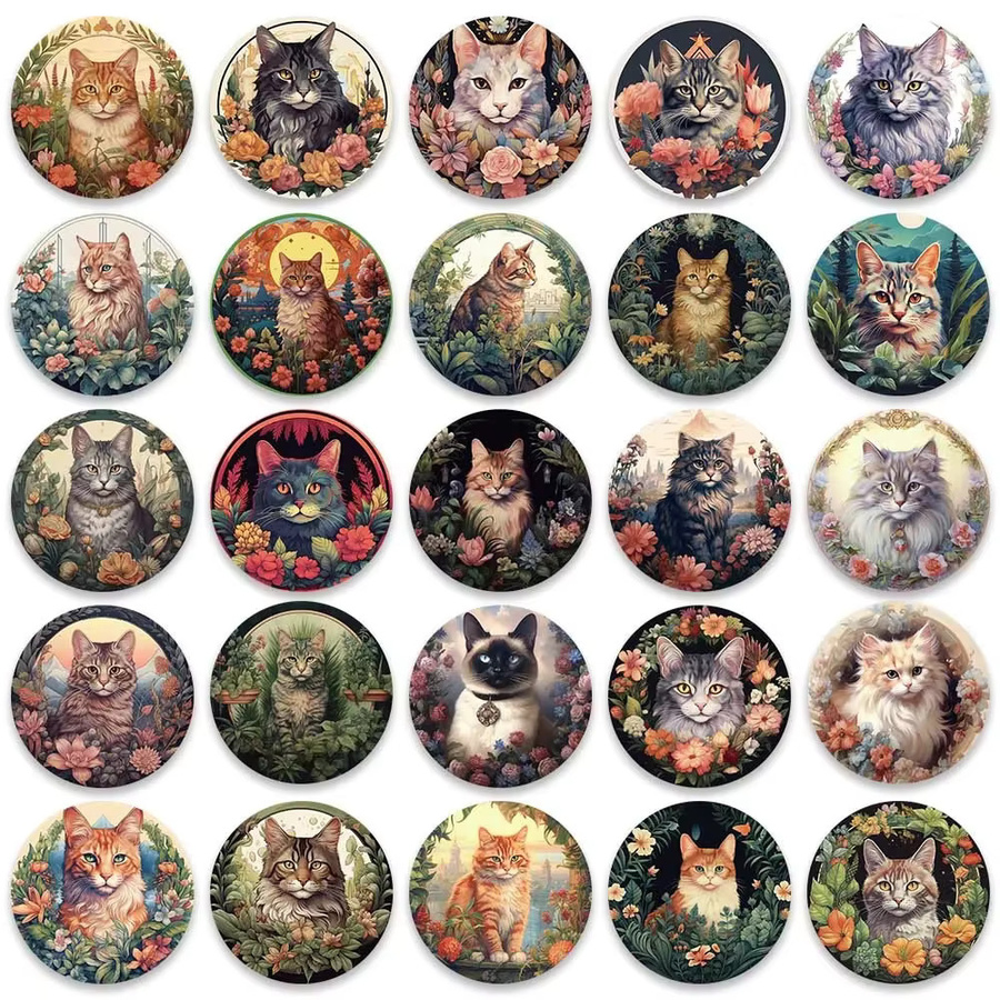 GOGOTU Kawaii Katze Vintage Blume Aufkleber, 50-teiliges Set, multicolour - Bild 3