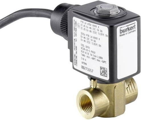 Bürkert Kolbenventil 349315 6240 24V G 1/4 Nennweite 6mm Zwangsgesteuert aus Edelstahl in Schwarz - Bild 1