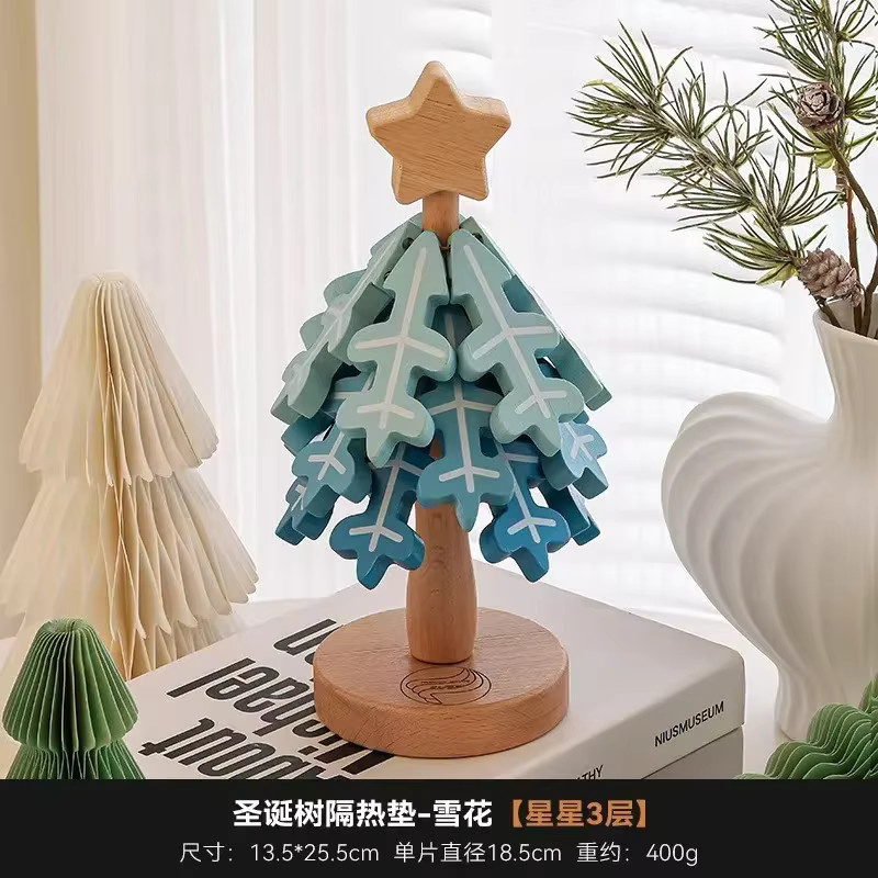 Hause Hitzebeständiges Silikon Untersetzer-Set Weihnachtsbaum Design Blau - Bild 2