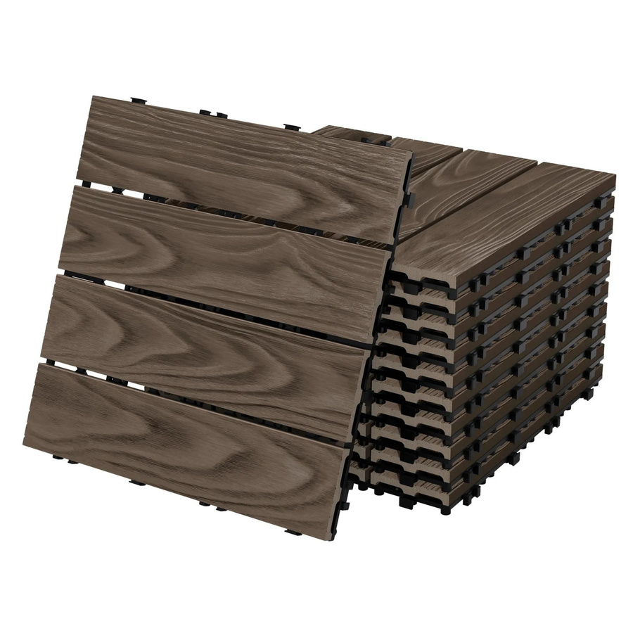 ML-Design WPC Terrassenfliesen Dunkelbraun Holzoptik mit Klicksystem, 33 Stück, B/T: 30 x 30 cm - Bild 2