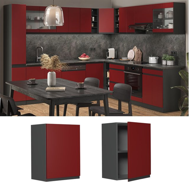 Vicco Hängeschrank R-Line J-Shape Küchenschrank Anthrazit Rot B: 45 cm, H: 60 cm, T: 31 cm - Bild 1