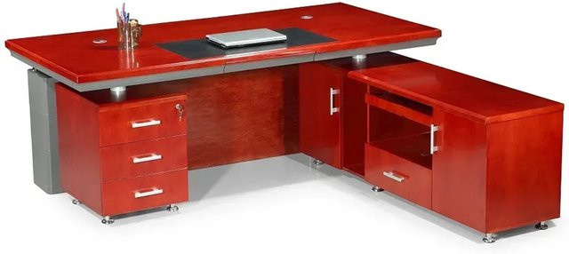 Jet-Line Chef Schreibtisch Edison in Kirsch mit 2 Sideboards rechtsseitig B/T/H: 200 x 100 x 76 cm - Bild 1