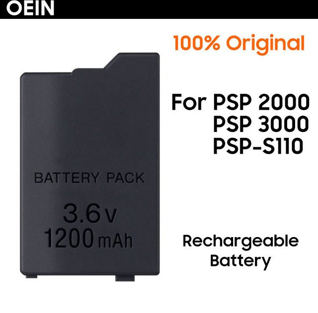 Sony Wiederaufladbarer Lithium-Ionen-Akku für PlayStation Portable PSP 1000 2000 3000, 3,6 V, 1200 mAh, Schwarz - Bild 1