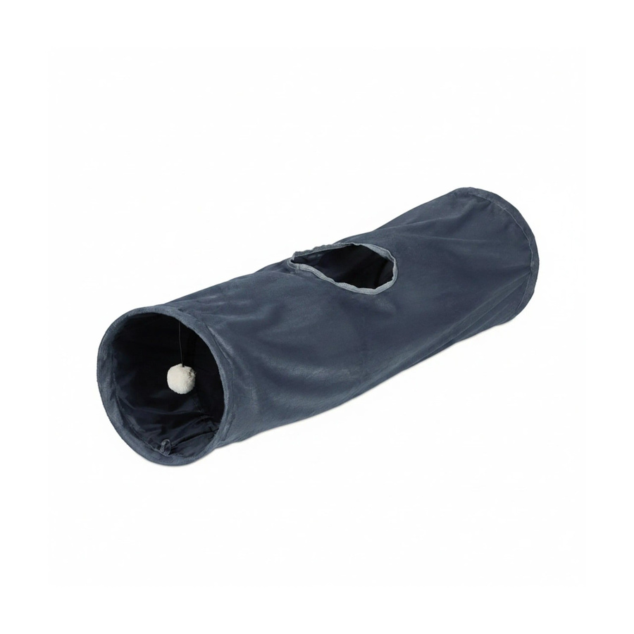 Relaxdays Katzentunnel aus Plüsch in Grau, faltbar, Länge: 88 cm, Breite: 25 cm - Bild 2