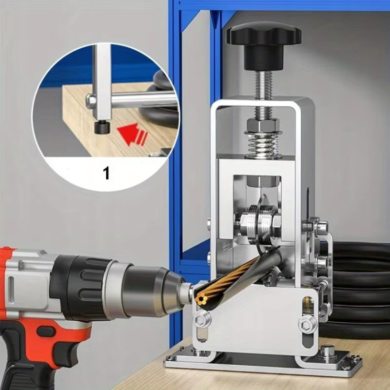 Manueller Kabelabisolierer in Silber für 1,5-21 mm Kabel mit V-Nut-Design zur Entfernung von Kupferdrahtresten und kompatibel mit Bohrmaschinen - Bild 2