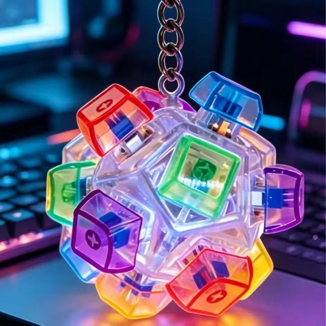 FTCY Tastenkappen-Schlüsselanhänger, LED-beleuchtet, Blue, Unisex - Bild 1