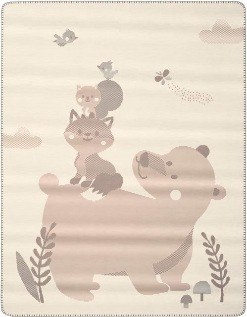 Biederlack Babydecke Foxy&Friends in Beige aus weichem Baumwollstoff - Bild 1