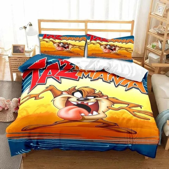 Bettwäsche Set Tasmanischer Teufel Cartoon Design von Binchi Fitness mit Bettbezug und Kissenbezug, Mehrfarbig, Breite: 133 cm, Länge: 70 cm - Bild 1