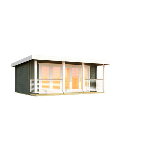 Lasita Blockbohlenhaus Liverpool Gartenhaus mit Flachdach in Grau-Grün lasiert B/H/T: 610 x 236 x 460 cm - Bild 2