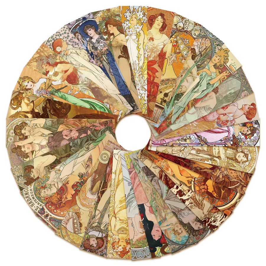 30 Stück Mucha Lesezeichen mit klassischer Malerei in Multicolour aus Papier - Bild 3