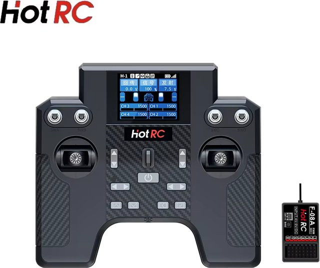 HotRC HT-8A 8-Kanal Fernbedienung mit f-08a Empfänger, für RC-Auto, Truck und Flugzeug - Bild 1