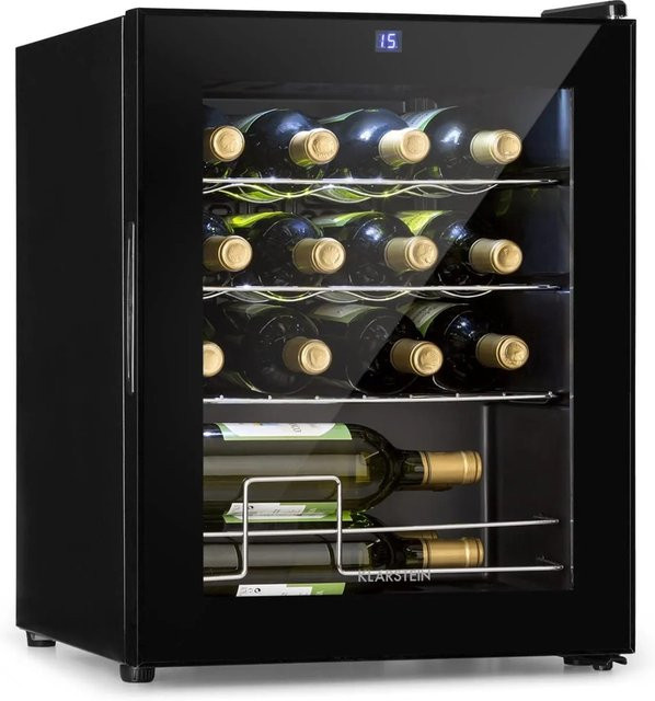 Klarstein Shiraz 16 Uno Weinkühlschrank Schwarz mit Glasfront und Touch-Bedienfeld, 42 l, 5-18°C - Bild 1