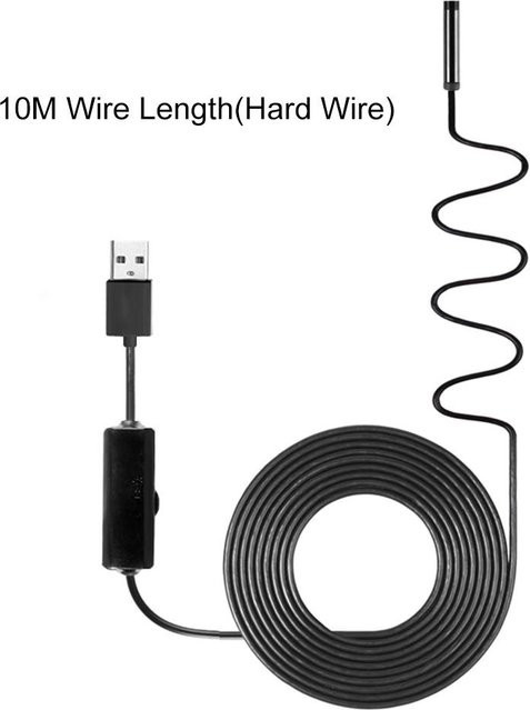 Industrielle Endoskop-Inspektionskamera von Honor Electronics in Schwarz mit 8-mm-Objektiv, 8 integrierten LEDs, IP67 wasserdicht und 10m USB-Hartkabel - Bild 1