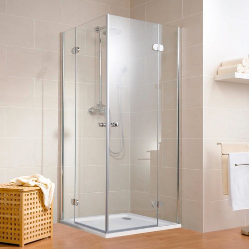 Schulte Masterclass Ecke Einstieg Duschkabine mit Drehtür, Farbe: Silber, Glas: Transparent, B: 90 cm, H: 200 cm - Bild 1