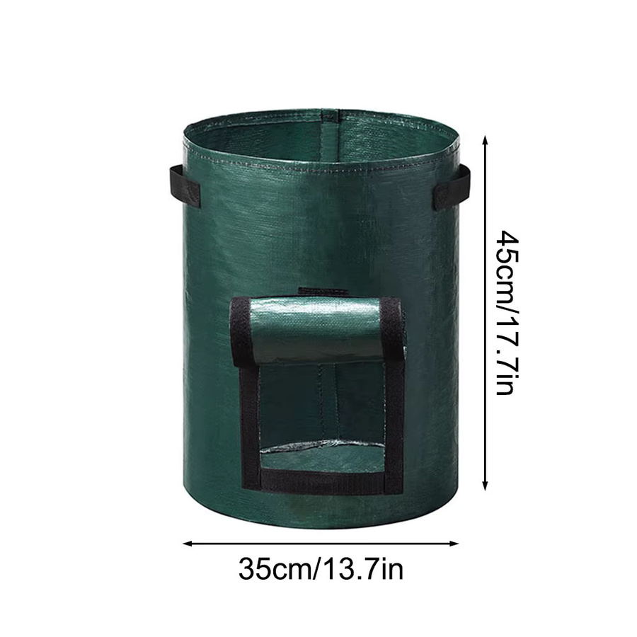 Meizhi Kartoffelpflanzsäcke, runde atmungsaktive Pflanzentaschen für Gartenbau und Setzlinge in Dunkelgrün, B/T/H: 45,0 x 35,0 x 35,0 cm - Bild 4