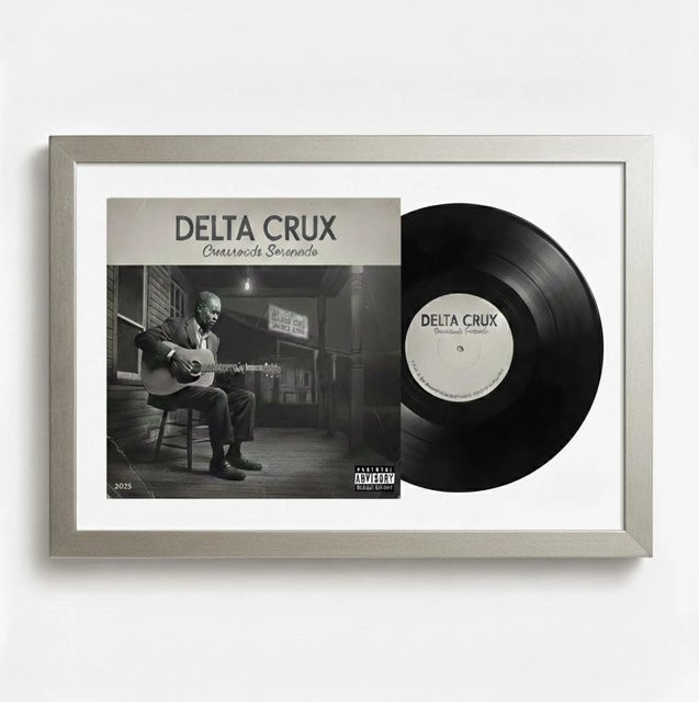 K-Möbel Schallplatten Rahmen Platin mit weißem Passepartout für Vinyl und Cover, B/H: 40 x 60 cm - Bild 1