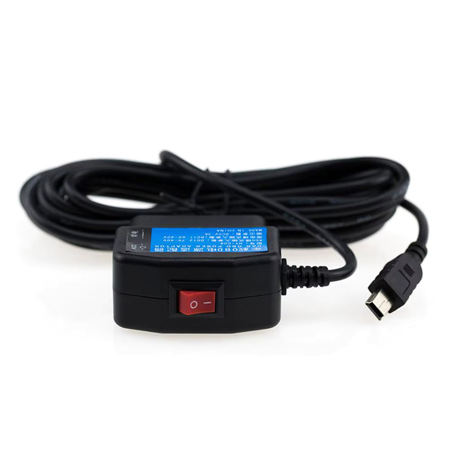 Mini USB OBD Zigarettenanzünder Adapter mit 5PIN Anschluss und Schalterkabel für Dash Cam und Werkzeuge, Schwarz, Kabellänge: 3,5 m - Bild 4