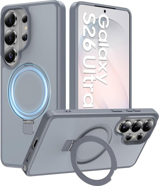Samsung Galaxy S26 Ultra Hülle mit magnetischem unsichtbarem Ständer und MagSafe-Schutz, stoßfest, schlank, matt und transluzent, transparent oder orange - Bild 1