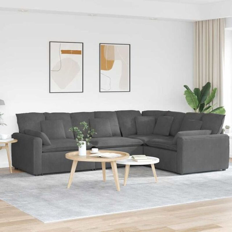 Modulares Modulsofa von Vidaxl in Anthrazit mit Cordstoff und Kissen - Bild 1