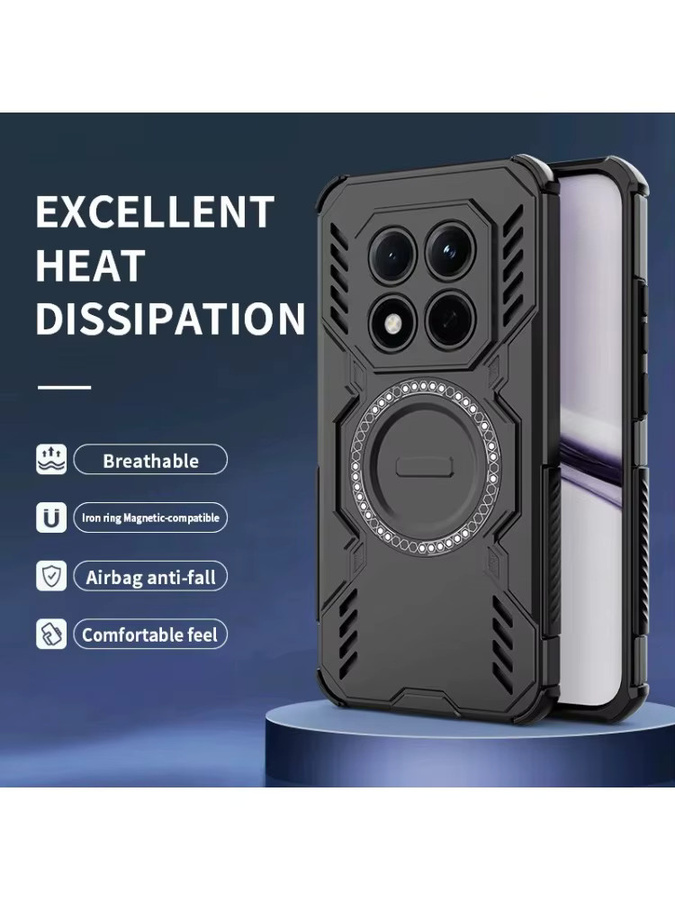 Schwere Rüstung Handyhülle für Xiaomi POCO M8 Pro 5G und Redmi Note 15 Pro in Rot, Stoßfeste Magnetische Schutzhülle aus PC und TPU mit Wärmeableitung - Bild 6
