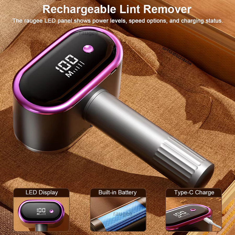Raugee Lint Remover USB aufladbarer Fusselrasierer mit austauschbaren Klingen in Schwarz - Bild 6