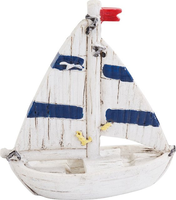 VBS Segelboot Aqua Bella in Weiß aus Polyresin mit maritimem Streifenmuster für den Tisch - Bild 1