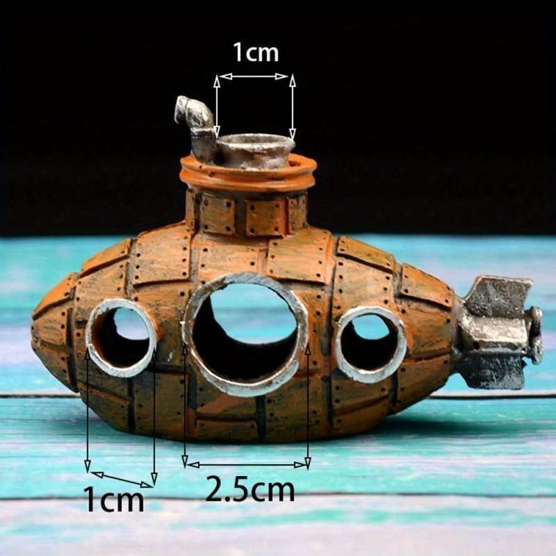 NATAWA U-Boot Aquarium Dekoration aus Kunstharz in Bronze und Gold als Unterschlupf für Fische und Garnelen - Bild 8