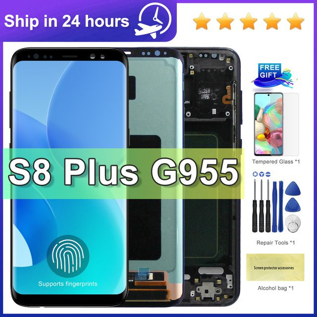 Samsung OLED LCD Display mit Touchscreen und Rahmen für Galaxy S8 Plus G955 G955F SM-G955FD in Schwarz - Bild 1