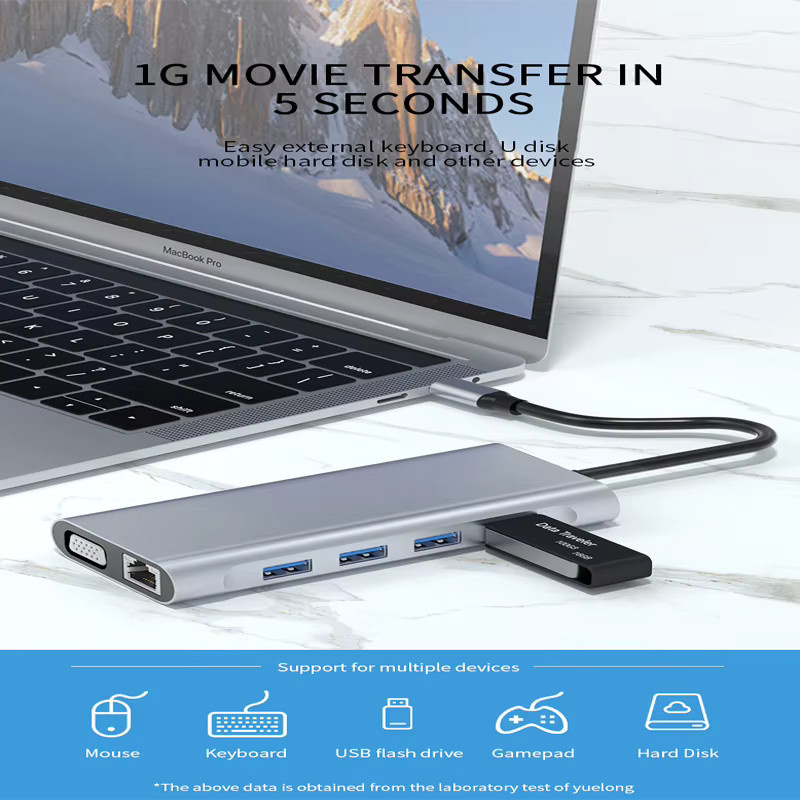 Basix USB-C Hub zu HDMI Adapter mit 4K Thunderbolt 3, TF und SD Kartenleser sowie PD-Ladefunktion für MacBook Air Pro M1 M2, Grau - Bild 5