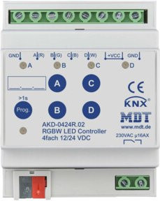 MDT technologies LED Controller 4-Kanal RGBW Dimmer REG AKD-0424R.02 in Weiß - Bild 1