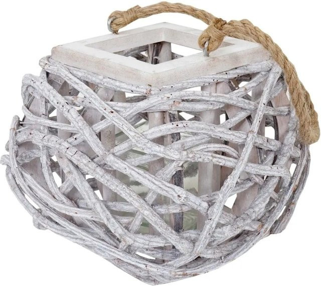 MCW Hängelaterne Windlicht aus Holz mit Glaseinsatz in Weiß-Grau, Höhe: 40 cm, Glaseinsatz: 8 cm - Bild 2