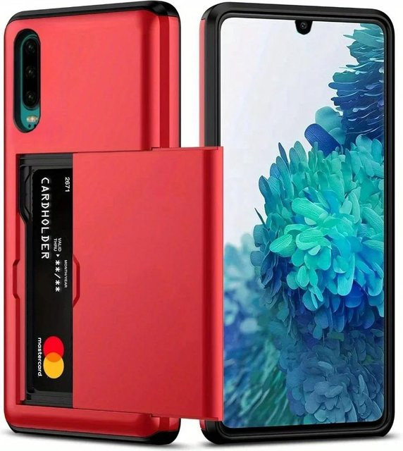 Stoßfeste Portemonnaie Hülle für Huawei P30 Pro und Huawei P30 mit verstecktem Kartenfach in Rot - Bild 1