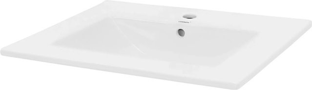 Waschtisch ECD Germany aus Keramik in Weiß mit Ablaufgarnitur, B/T/H: 61,0 x 46,5 x 17,5 cm - Bild 1