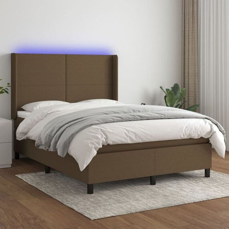 vidaxl Boxspringbett mit Matratze in Braun aus Stoff und Holzwerkstoff, B/T/H: 200 x 140 x 118 cm - Bild 1