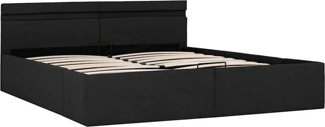 vidaXL Stauraumbett mit Hydraulik, LED-Beleuchtung und USB-Anschluss, Dunkelgrau, B/T/H: 160 x 200 x 103 cm (geschätzt basierend auf Maßen) – Hinweis: Da die Maße im Originaltext nur als 160x200 cm angegeben sind, wird gemäß Anweisung nur die Breite und L - Bild 1