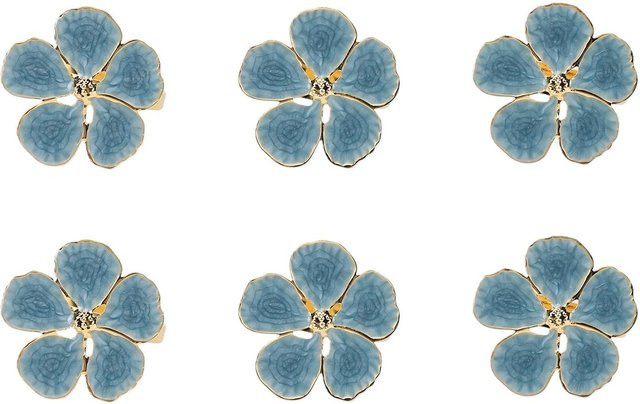 Fishine Blumen-Serviettenringe Set aus Eisen in Blau für festliche Tischdekorationen bei Hochzeitsbanketten und Geburtstagsessen, 6 Stück - Bild 1