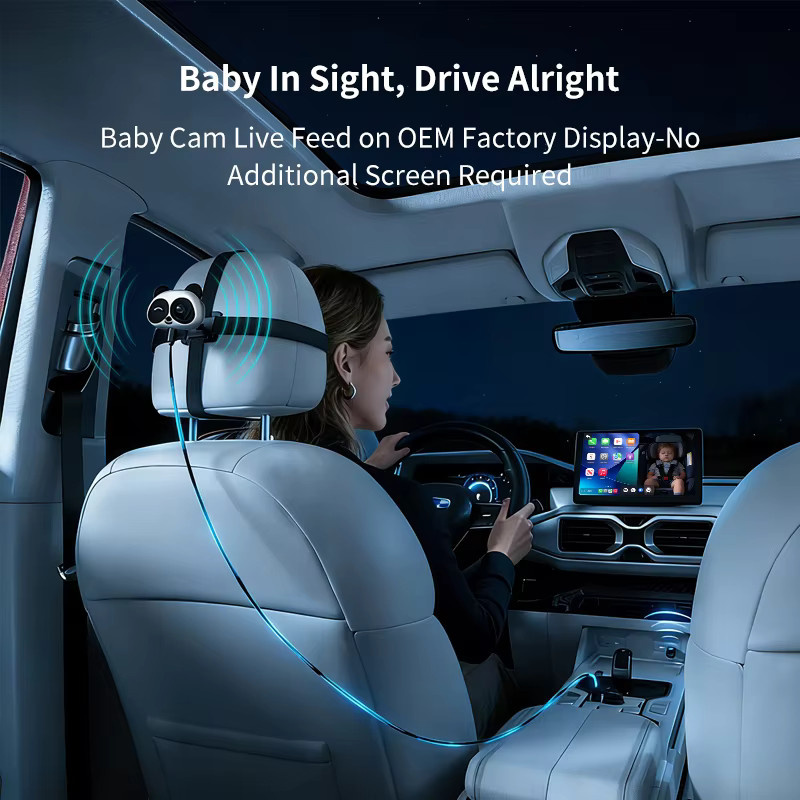 Cabin Care Kabelloser CarPlay-Adapter und 1080P Baby-Autokamera mit 150 Grad Weitwinkel für Echtzeit-Sitzüberwachung - Bild 3