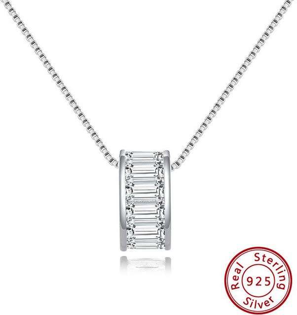 Halskette mit Anhänger 925 Silber, Gold, Zirkonia, Damen - Bild 1
