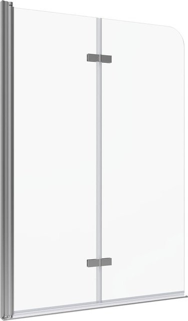 Aquabatos Badewannenfaltwand 2-teilig aus ESG Sicherheitsglas mit Aluminiumprofilen, Farbe: Transparent/Silber, Breite: 120 cm, Höhe: 140 cm - Bild 1