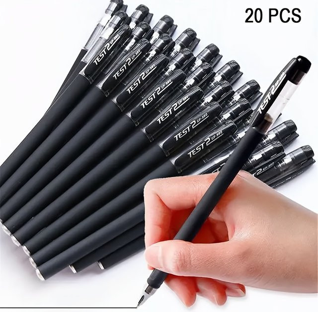 20 Stück schwarze Kugelschreiber mit 0,5 mm Spitze aus Kunststoff für Schule und Büro - Bild 1